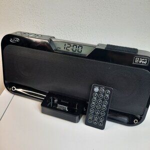iLive Clock Docking System Speakers iPod Dock IS208B With Remote TESTED WORKING